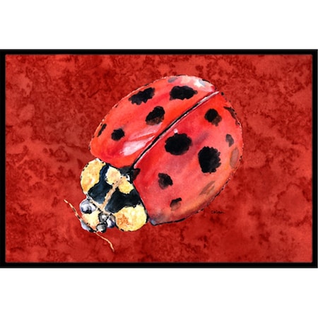 Carolines Treasures 24 x 36 in. Lady Bug On Deep Red Indoor Or Outdoor Doormat 8870JMAT